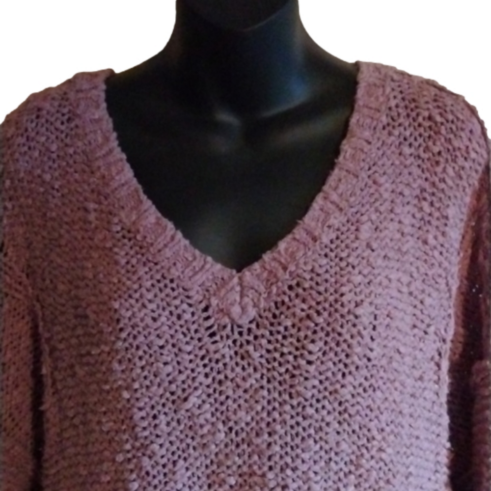 Hollister lavender sweater. Size large. Great details in the back! So fall! - Picture 2 of 9